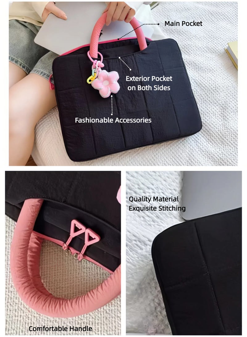 UrbanNest Laptop Bag 14/13 Sleeve Case, Water Resistant, Cute, Fashion, for Apple MacBook Pro/Air, Huawei, HP, Dell, Xiaomi and Other (Black), for Women, Gift - Image 4