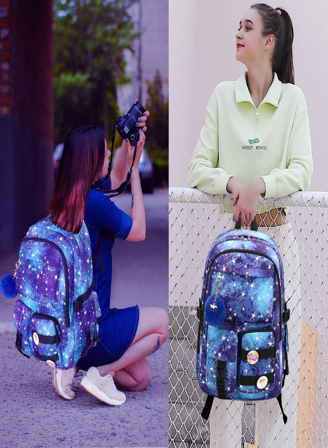 Hidds Laptop Backpacks 16 Inch School Bag College Backpack Anti Theft Travel Casual Daypack Bags Cute Bookbags Large Colorfull Carry on Back Pack for Teens Girls Women Students (Galaxy Blue) - Image 2