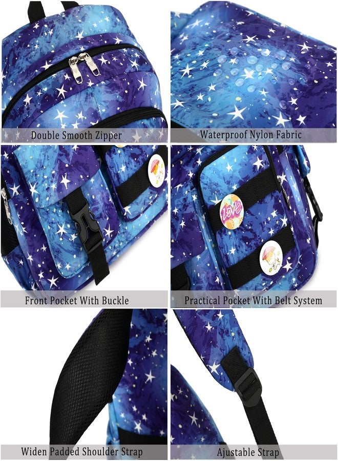 Hidds Laptop Backpacks 16 Inch School Bag College Backpack Anti Theft Travel Casual Daypack Bags Cute Bookbags Large Colorfull Carry on Back Pack for Teens Girls Women Students (Galaxy Blue) - Image 5