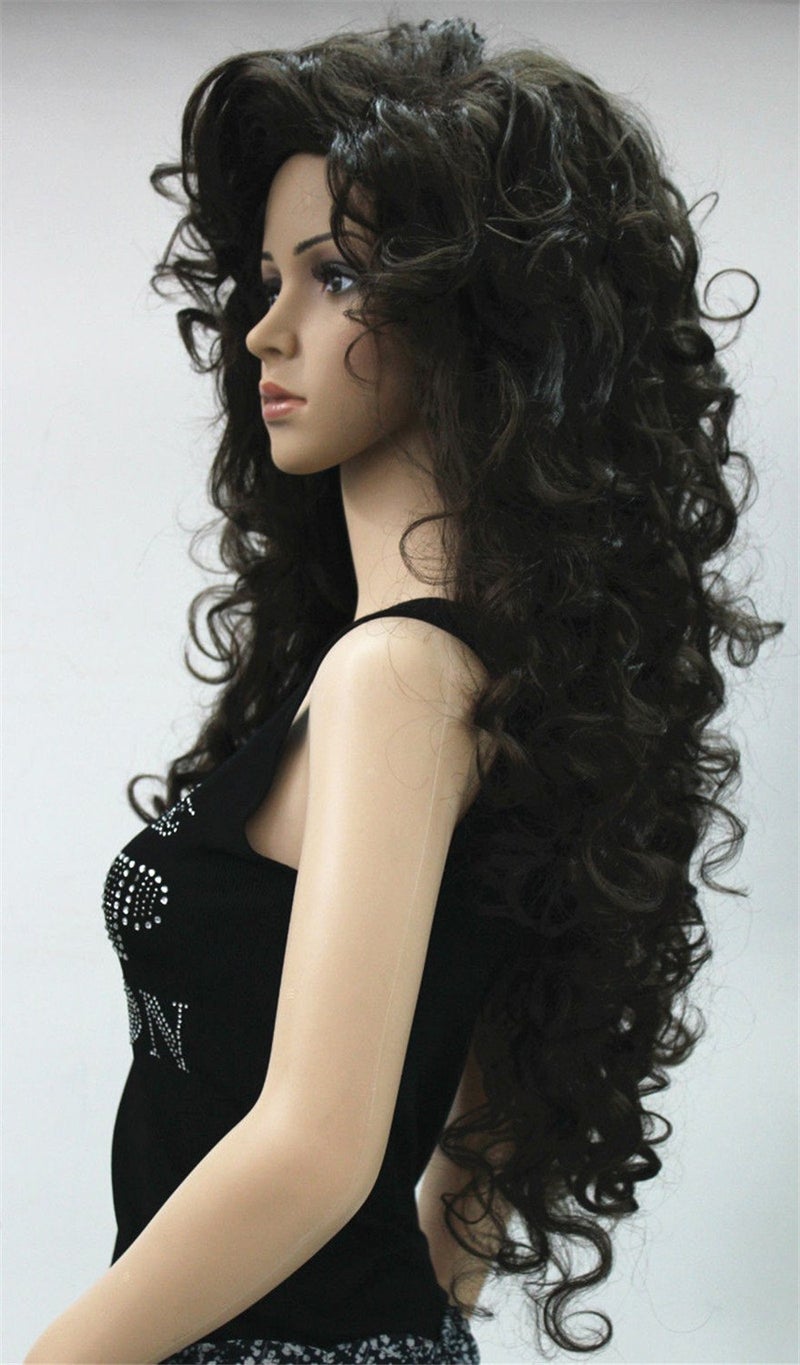 Lydell Women's wig Black/Red-brown Long Curly Hairstyles Hair Synthetic Full Wigs (Brown) - Image 5