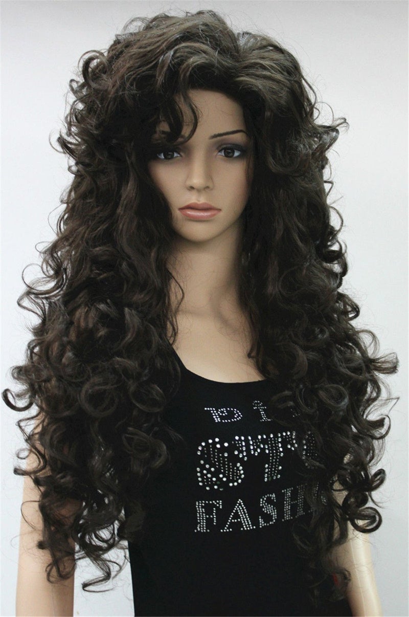 Lydell Women's wig Black/Red-brown Long Curly Hairstyles Hair Synthetic Full Wigs (Brown) - Image 4