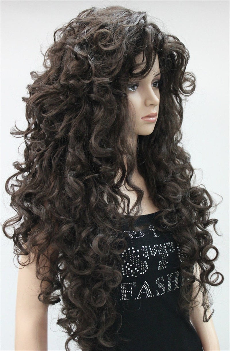 Lydell Women's wig Black/Red-brown Long Curly Hairstyles Hair Synthetic Full Wigs (Brown) - Image 3
