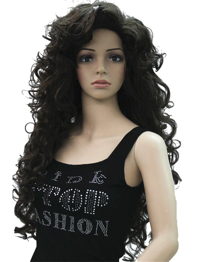 Lydell Women's wig Black/Red-brown Long Curly Hairstyles Hair Synthetic Full Wigs (Brown) - Image 1