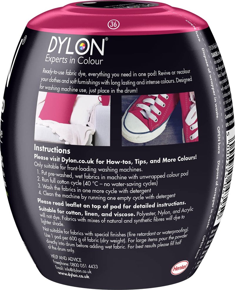 Dylon Washing Machine Fabric Dye Pod for Clothes & Soft Furnishings, 350g â€“ Tulip Red - Image 2