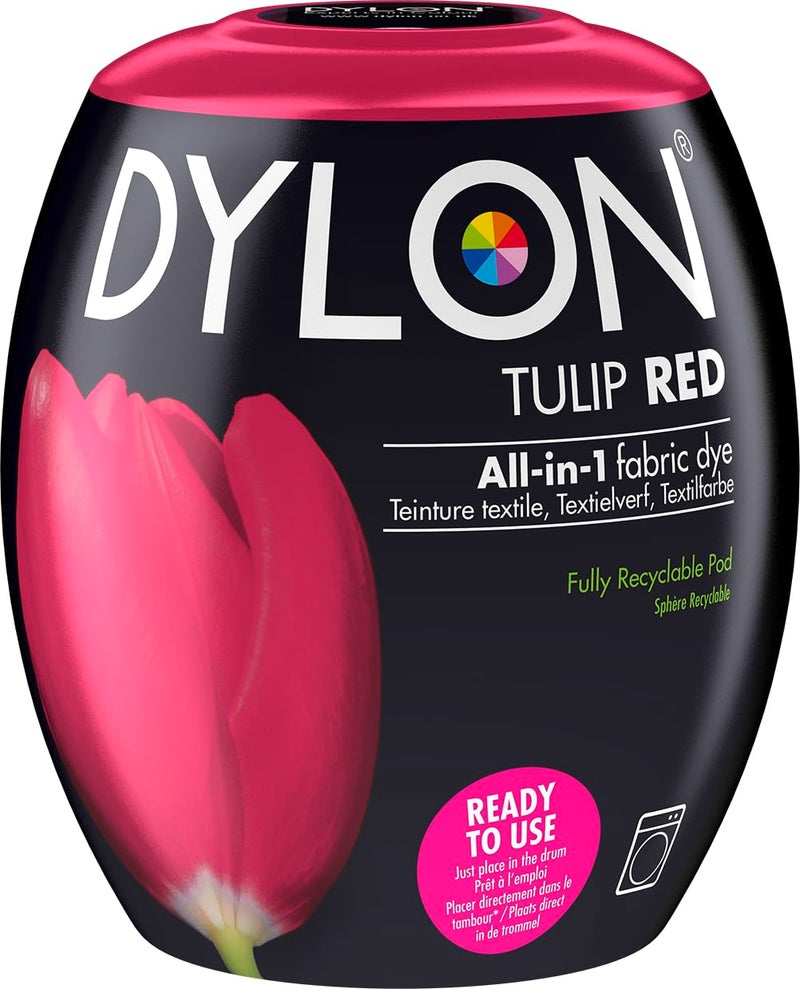 Dylon Washing Machine Fabric Dye Pod for Clothes & Soft Furnishings, 350g â€“ Tulip Red - Image 1