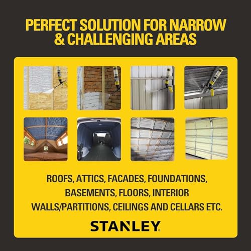 STANLEY Supercoat Spray Foam Insulation Kit - Closed Cell Spray Foam Covers Up to 40 Sq.Ft. - Including Gun, Cleaner, Safety Items - 27.1 oz, 2 Pack - Image 2