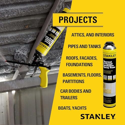 STANLEY Supercoat Spray Foam Insulation Kit - Closed Cell Spray Foam Covers Up to 40 Sq.Ft. - Including Gun, Cleaner, Safety Items - 27.1 oz, 2 Pack - Image 5