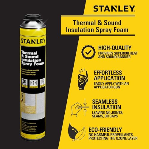 STANLEY Supercoat Spray Foam Insulation Kit - Closed Cell Spray Foam Covers Up to 40 Sq.Ft. - Including Gun, Cleaner, Safety Items - 27.1 oz, 2 Pack - Image 4