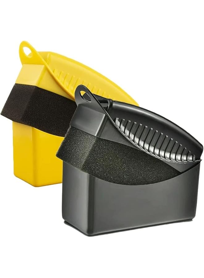 SYOSI Tire Dressing Applicator Brush, 2 Pcs Tire Shine Applicator Ergonomic Design Tire Brush, Car Wheel Waxing Sponge With Case Auto Tire Cleaning Pad For Tire Gel (Black+Yellow) - Image 1