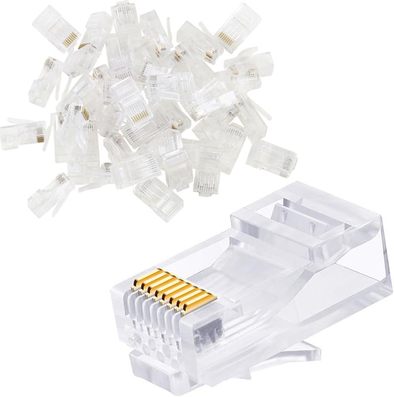 Greluma جريلوما، 40 قطعة من موصلات RJ45 CAT6 أو RJ45 CAT6A، مطلية بالذهب، من نوع موصلات معيارية ثلاثية الأطراف، مناسبة لأسلاك الزوج الملتوي من نوع 23AWG والكابلات الصلبة. - Image 1