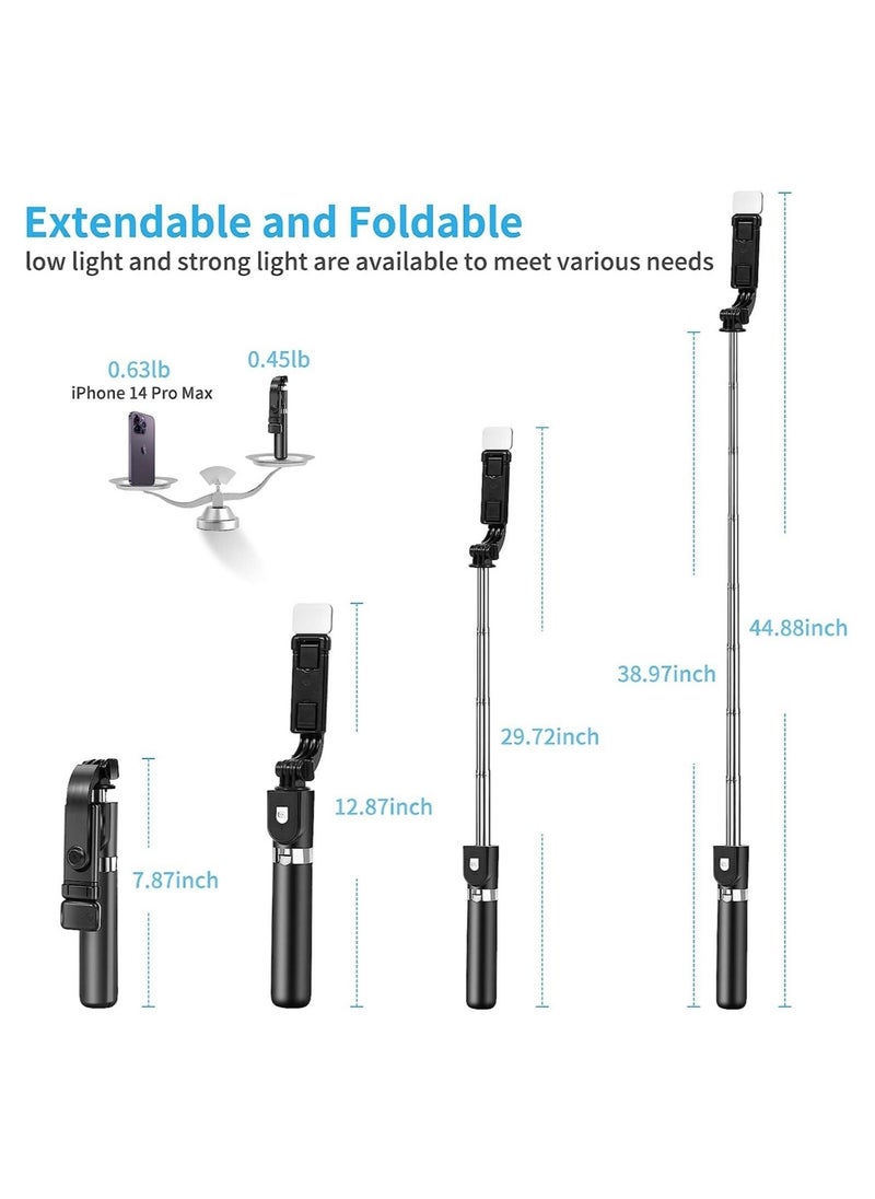 ELTRAZONE - Foldable Tripod Monopod Selfie Stick Blue tooth With Wireless Button Shutter Selfie Stick With LED For iOS Android - Image 1