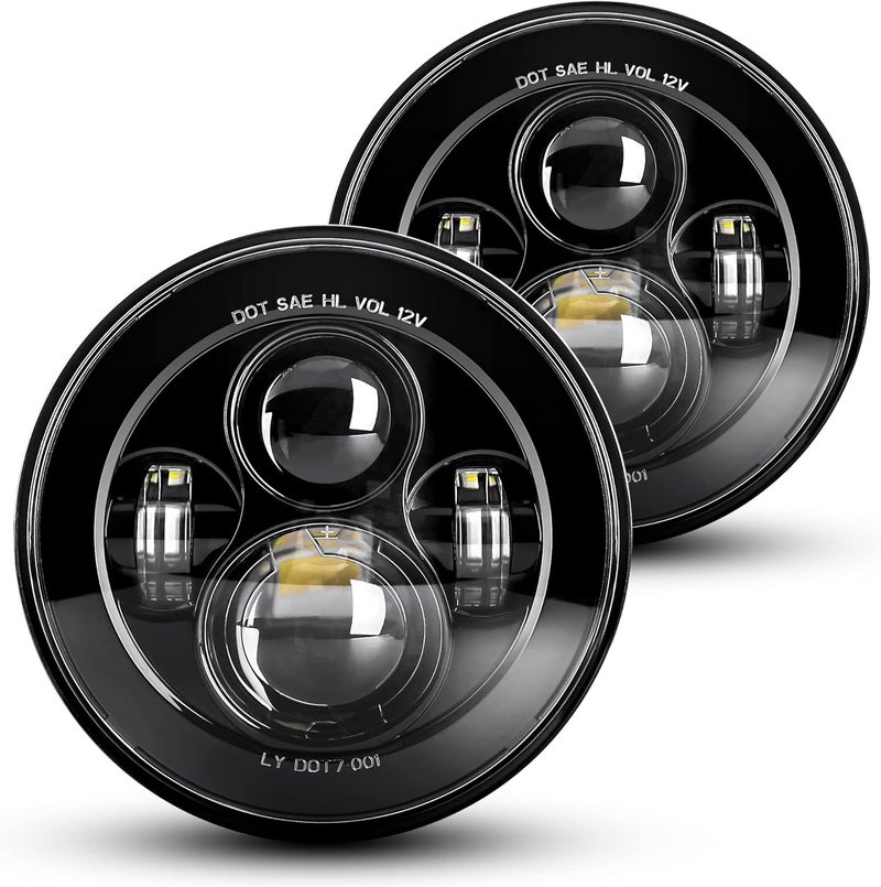 LX-LIGHT 1000% سطوع 7 بوصة مصابيح LED أمامية مضادة للتوهج دائرية H6024 متوافقة مع جيب رانجلر JK JKU TJ LJ شيفروليه فورد GMC دودج إلخ معتمدة من DOT شعاع مغلق أسود - Image 1