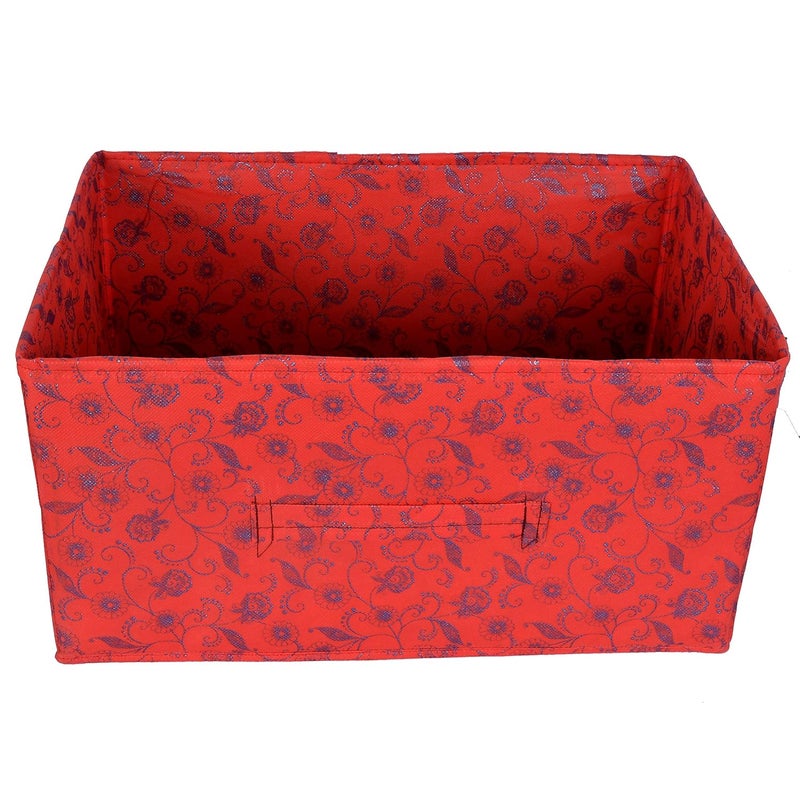 Kuber Industries Metalic Floral Print Non Woven Fabric Replacement Drawer Storage and Cloth Organizer Unit for Closet RedKUBMART3488 - Image 5