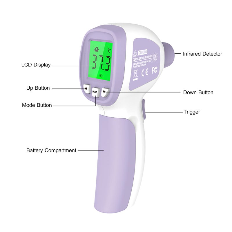 LCD Digital IR Thermometer Non-contact Infrared Forehead Thermometer Fever Thermometer Dual Mode Temperature Meter with Fever Alarm Data Storage - Image 3