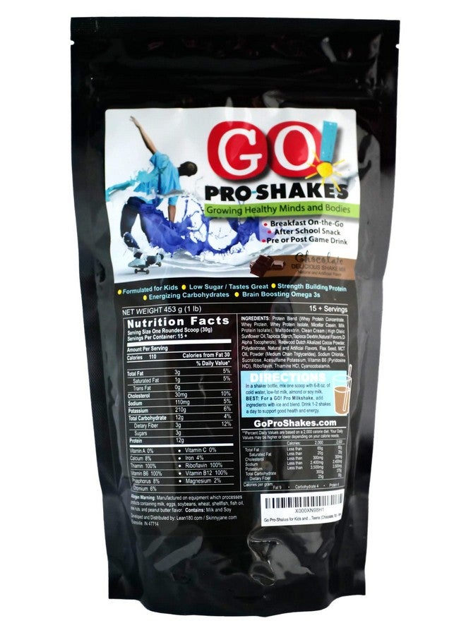 Skinny Jane Go! Pro Shakes | Great Tasting Protein Powder Smoothie For Kids Teens | Growth Strength | Healthy Snack | Digestive Enzymes | No Added Sugar | Rich Delicious Taste | Nutrition Sports | Chocolate - Image 1