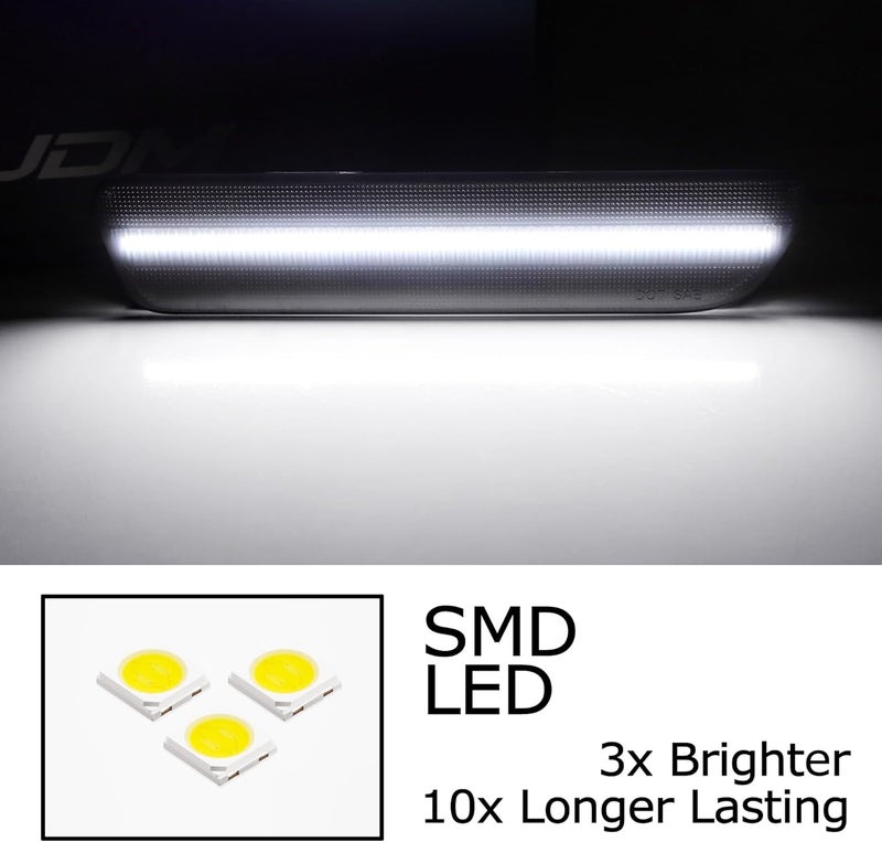 iJDMTOY Smoked Lens White Full LED Rear Side Marker Light Kit Compatible With Ford 2005-09 Mustang, Powered by 54-SMD LED, Replace OEM Back Sidemarker Lamps - Image 3