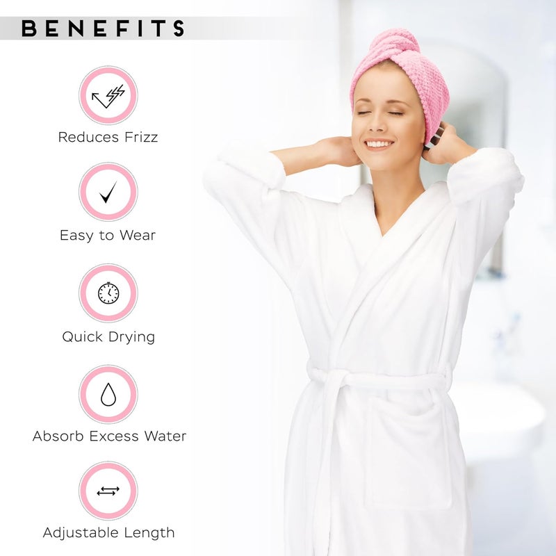 SimpleField 2 Pack Microfiber Hair Towel Wrap for Women, Anti Frizz Quick Drying Hair Turban for All Hair Style, Absorbent and Lightweight (Pink) - Image 4
