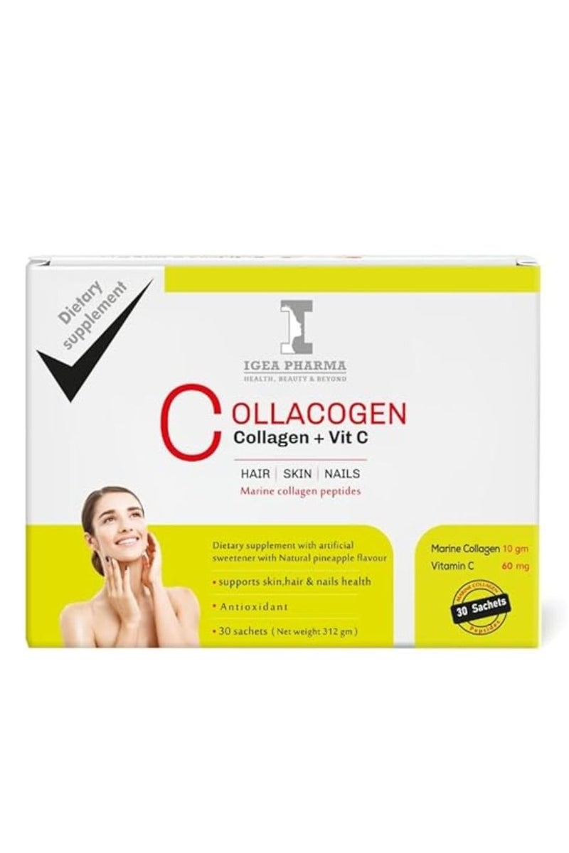 إيجيا فارما كولاجين وفيتامين سي أناناس 30 كيسًا 312 جم - Image 1