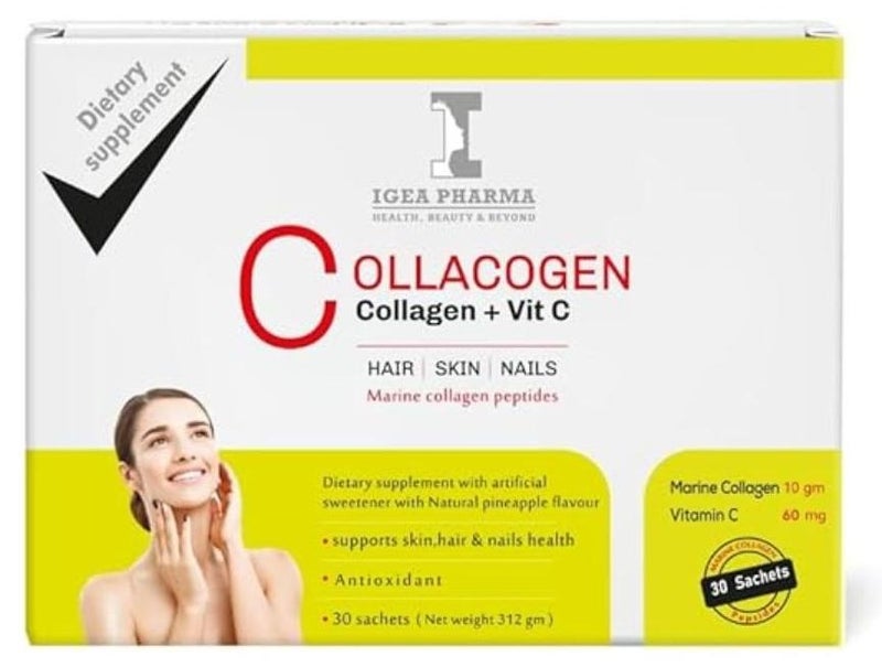 إيجيا فارما كولاجين وفيتامين سي أناناس 30 كيسًا 312 جم - Image 1
