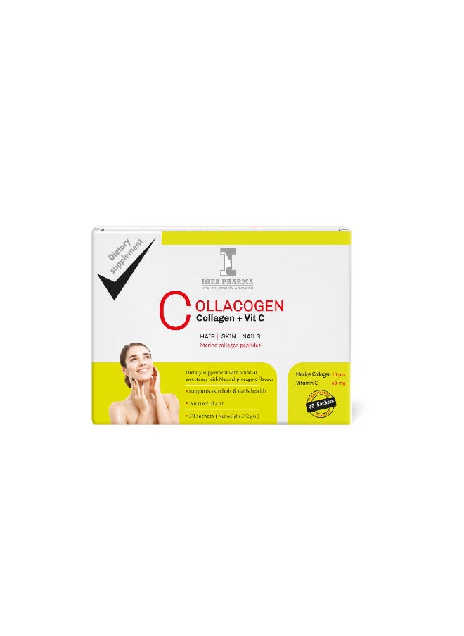IGEA PHARMA Collacogen & Vit C Pineapple 30 Sachets S 312 GM - With Natural Pineapple Flavour  - Image 1