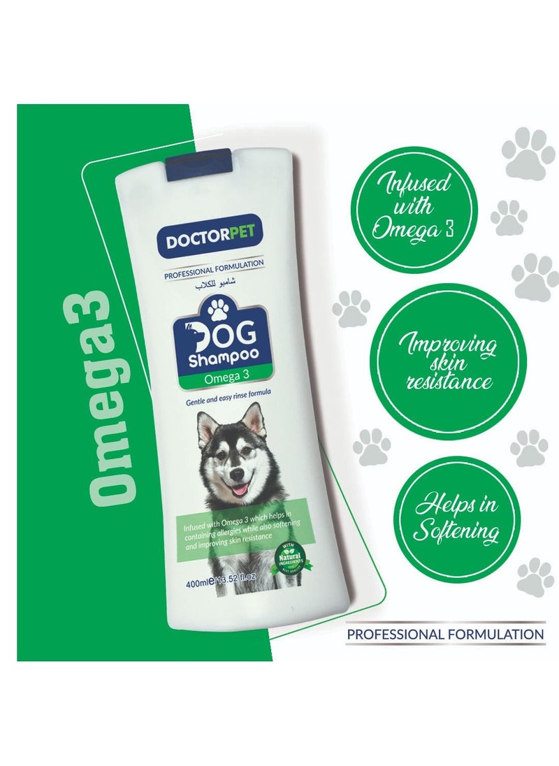 DOCTERPET Doctor Pet Dog Shampoo Omega-3 400ML – Moisturizing, Hypo-Allerginic, Gentle Formula for Soft, Healthy Coat & Skin  - Image 4