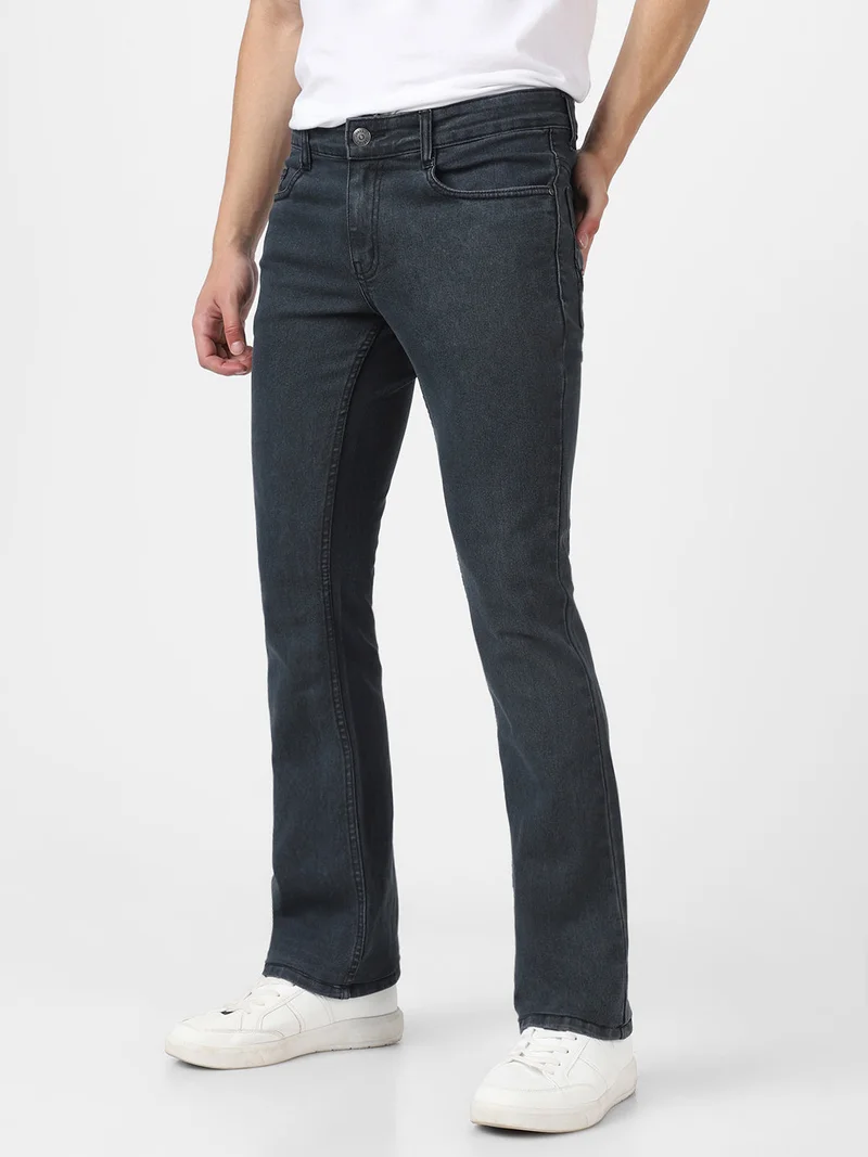 Urbano Fashion  Urbano Fashion Men's Dark Grey Washed Bootcut Jeans Stretchable for Men | Best Price UAE