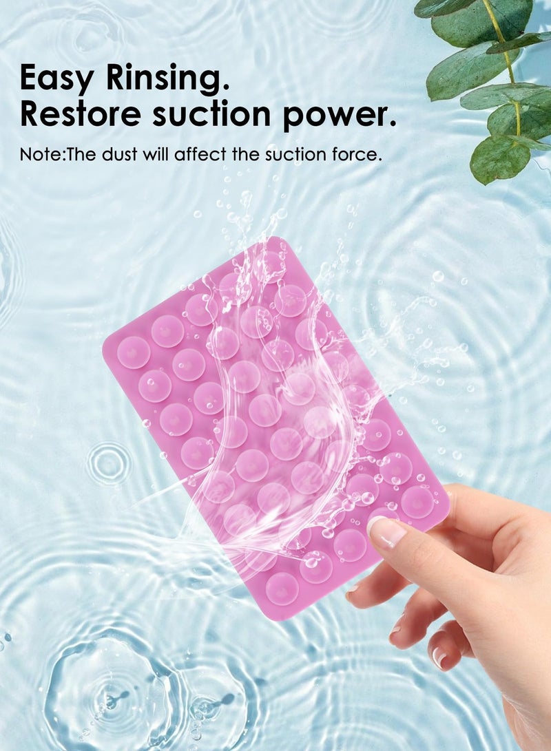2-piece set of 40 silicone suction cup phone cases, double-sided installation, hands-free grip for phone accessories, suitable for selfies and videos, square double-sided silicone phone holder, suitable for iPhone and Android pink - Image 4
