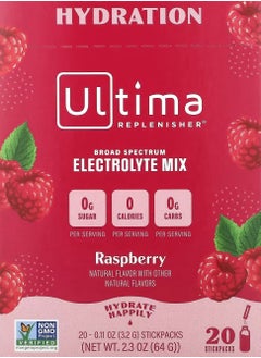 Ultima Replenisher Electrolyte Drink Mix Raspberry 20 Packets 0.11 oz 3.2 g Each  - Image 1