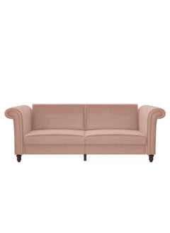 Simple 2 In 1 Sofabed 3-Seater Upholstered With Velvet 82.5x237.5x86 cm-Pink - pzsku/Z491E3F271325E3767F73Z/45/_/1655193601/86bec72c-545a-4232-b539-fe5c1e30df96