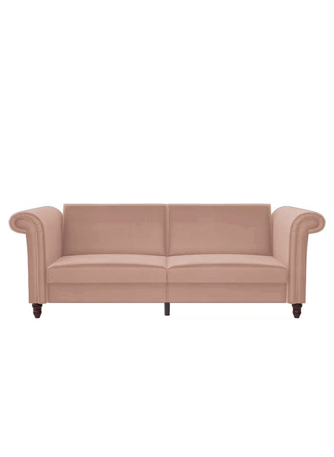 ريغال إن هاوس - كنب سرير 2 في 1 بتصميم بسيط 3 مقاعد منجدة بالمخمل  -زهري82.5x237.5x86 cm - Image 1