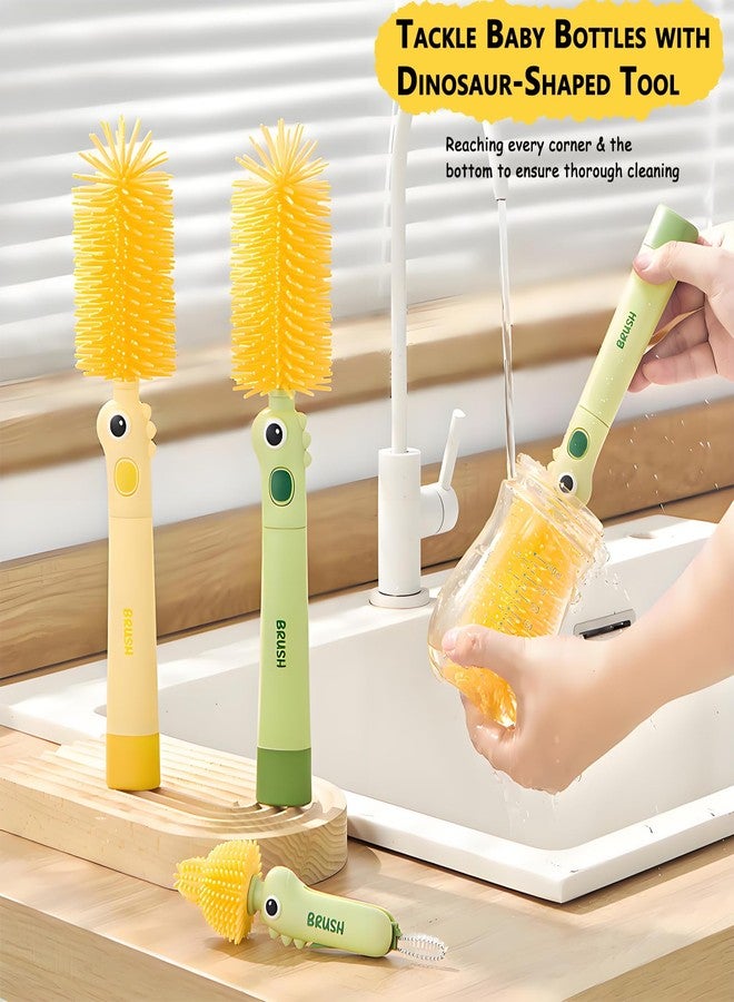 Kesttenn Silicone Baby Bottle Brush Set,4-in-1 Bottle Cleaner for Nipples,Lids & Cups with Narrow Brush for Deep Cleaning Water Bottles & Straws (Yellow) - Image 5