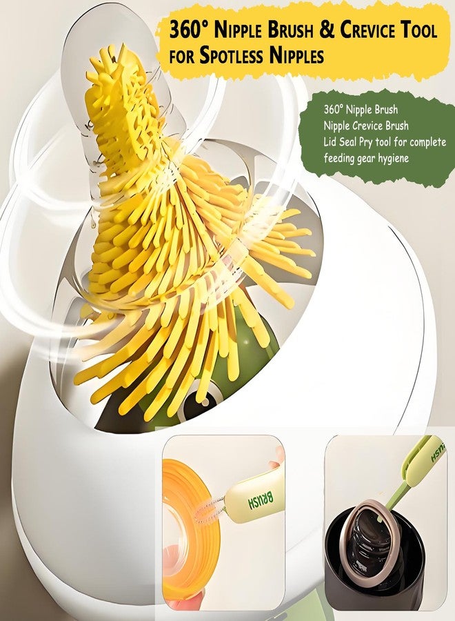 Kesttenn Silicone Baby Bottle Brush Set,4-in-1 Bottle Cleaner for Nipples,Lids & Cups with Narrow Brush for Deep Cleaning Water Bottles & Straws (Yellow) - Image 3