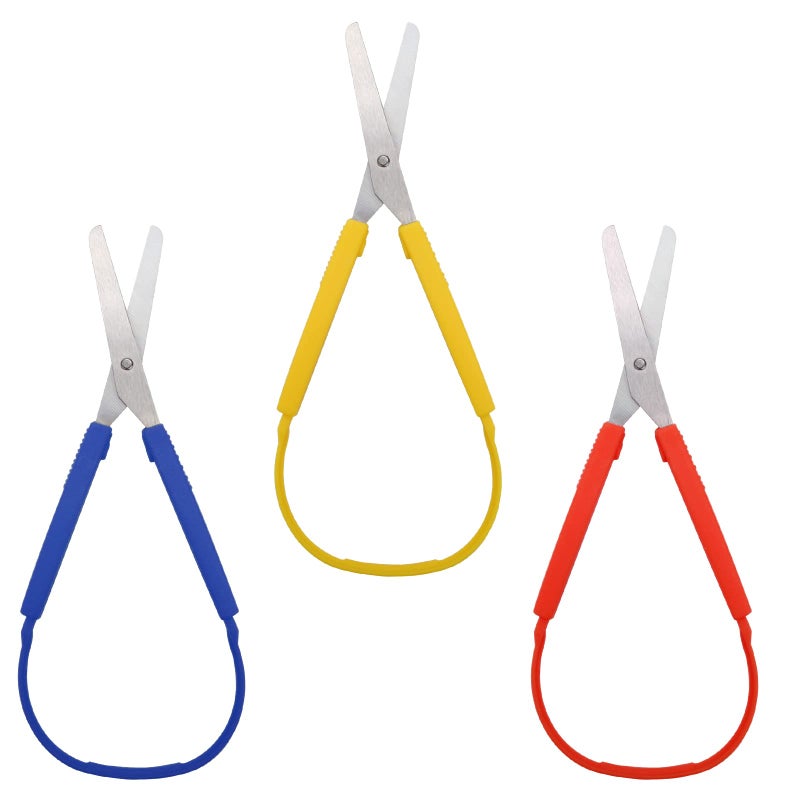 Windspeed 3Pcs Windspeed Spring Loop Scissors - Mini Training Scissors With Colorful Grip and Easy-Open Squeeze Handles for Special Needs and Elderly - Image 1