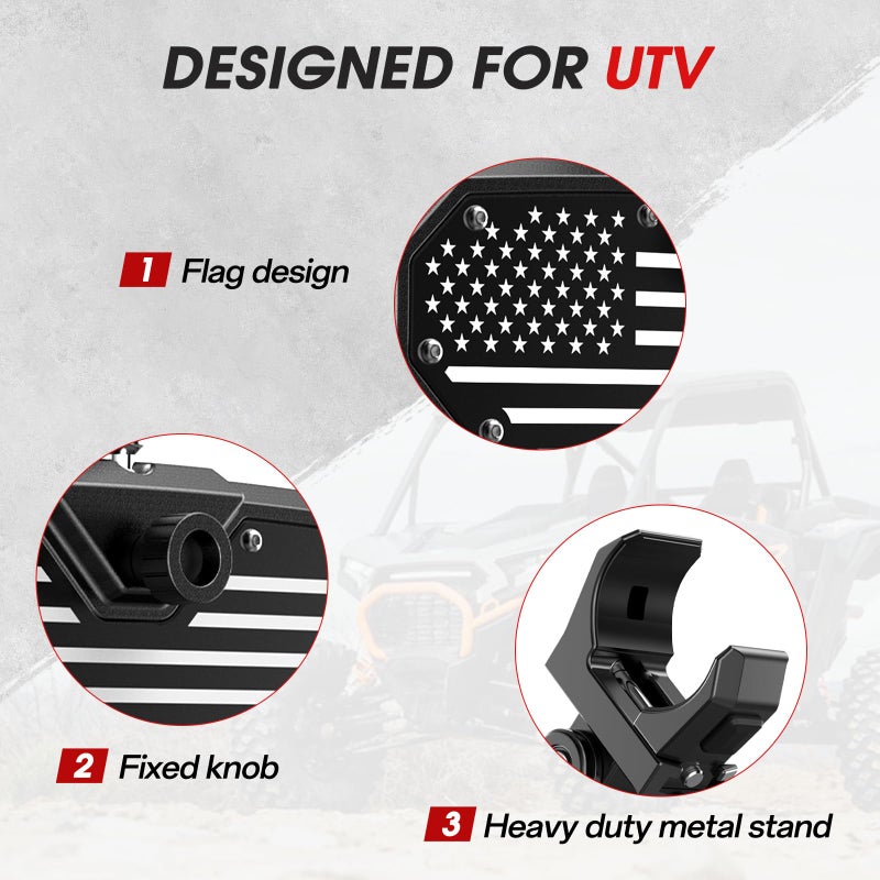 Esploratori UTV Rear View Mirror,2026 New Flag UTV Mirrors-High Density 360Â° Adjustable Angle for 1.5 to 2.0 in Round Roll Cage,Compatible with Polaris RZR,Pioneer SXS,Kawasaki Mule KRX,Can Am X3 - Image 4