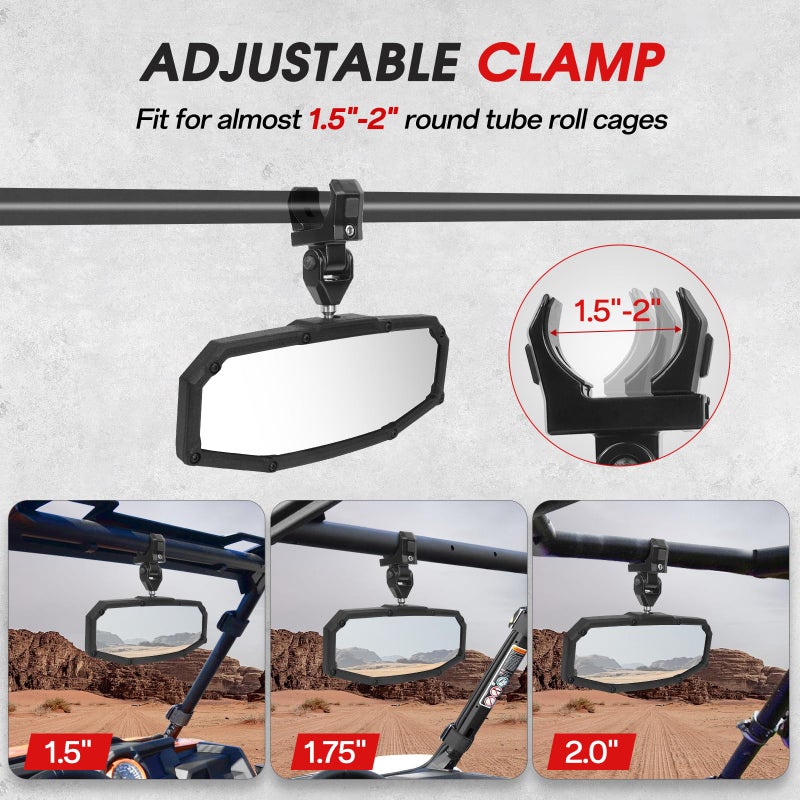 Esploratori UTV Rear View Mirror,2026 New Flag UTV Mirrors-High Density 360Â° Adjustable Angle for 1.5 to 2.0 in Round Roll Cage,Compatible with Polaris RZR,Pioneer SXS,Kawasaki Mule KRX,Can Am X3 - Image 2