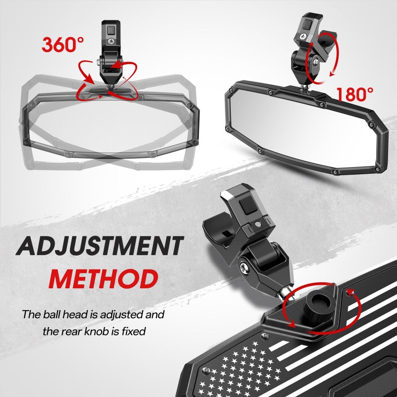 Esploratori UTV Rear View Mirror,2026 New Flag UTV Mirrors-High Density 360Â° Adjustable Angle for 1.5 to 2.0 in Round Roll Cage,Compatible with Polaris RZR,Pioneer SXS,Kawasaki Mule KRX,Can Am X3 - Image 3
