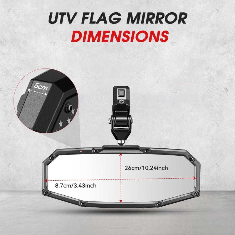 Esploratori UTV Rear View Mirror,2026 New Flag UTV Mirrors-High Density 360Â° Adjustable Angle for 1.5 to 2.0 in Round Roll Cage,Compatible with Polaris RZR,Pioneer SXS,Kawasaki Mule KRX,Can Am X3 - Image 5