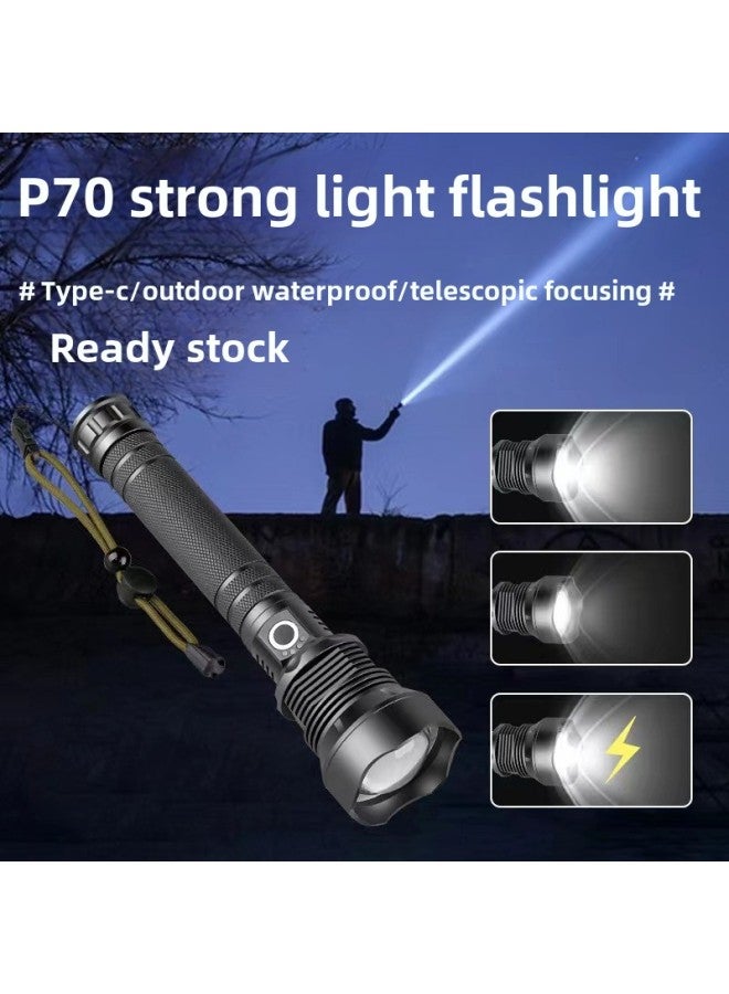 P70 Telescopic Zoom Flashlight USB Charging P90 Outdoor Searchlight P50 Flashlight-Product Specifications:Long P70 Flashlight (26650 Lithium Battery 2) - Image 3