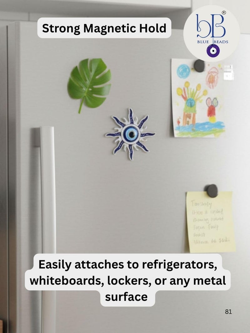 BLUE BEADS Home & Decor Magnets Evil Eye Sun Fridge Magnet Refrigerator Sticker - Sign of Good Luck & Protection Unique Trending Items Home and Office Decorative Things & Car Accessories - Image 2