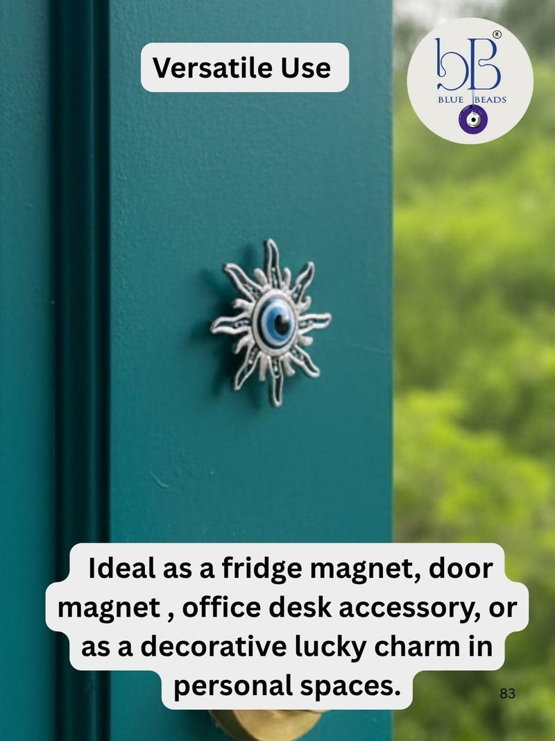 BLUE BEADS Home & Decor Magnets Evil Eye Sun Fridge Magnet Refrigerator Sticker - Sign of Good Luck & Protection Unique Trending Items Home and Office Decorative Things & Car Accessories - Image 4