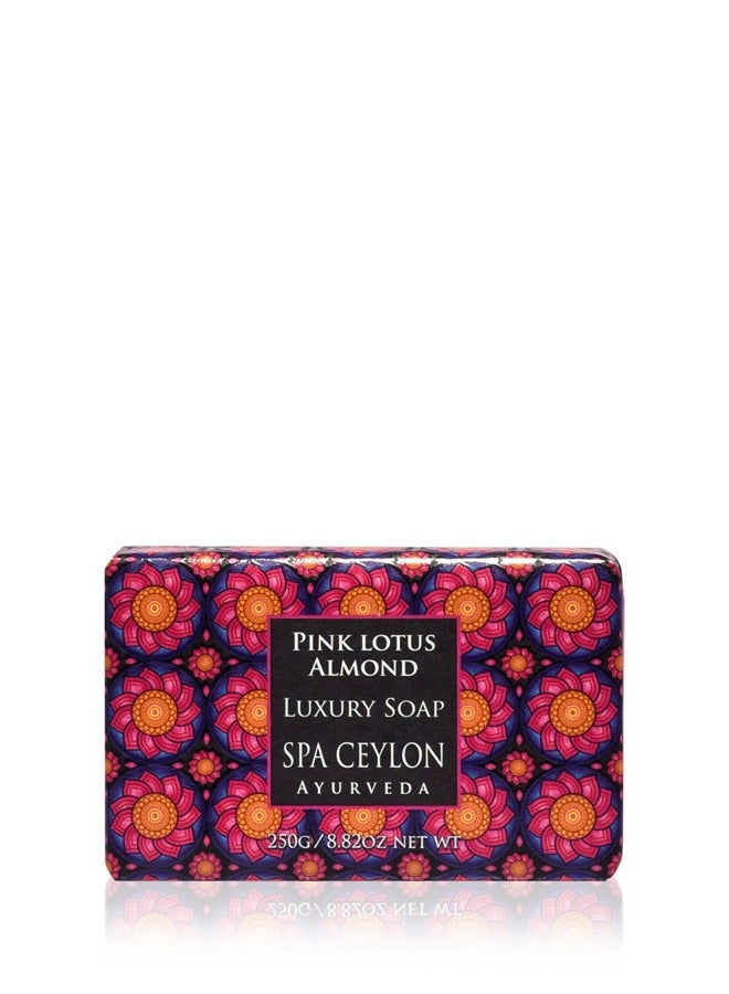 SPA CEYLON Pink Lotus Almond Luxury Soap | Ylang Ylang & Neroli | Natural cleansing | Softens skin | Paraben Free | 100% Vegetarian | Suitable for all skin types | 250g
