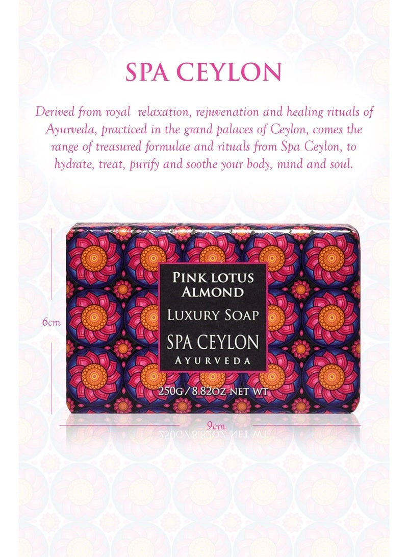 SPA CEYLON Pink Lotus Almond Luxury Soap | Ylang Ylang & Neroli | Natural cleansing | Softens skin | Paraben Free | 100% Vegetarian | Suitable for all skin types | 250g - Image 2