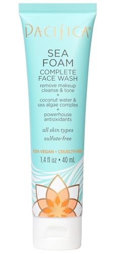 Pacifica Face Wash  Sea Foam Mini Travel Size Skincare Daily Gentle Foaming Cleanser Makeup Remover Face Cleanser Skin Care For Combination and Oily Skin Vegan 14 fl oz 1 Count