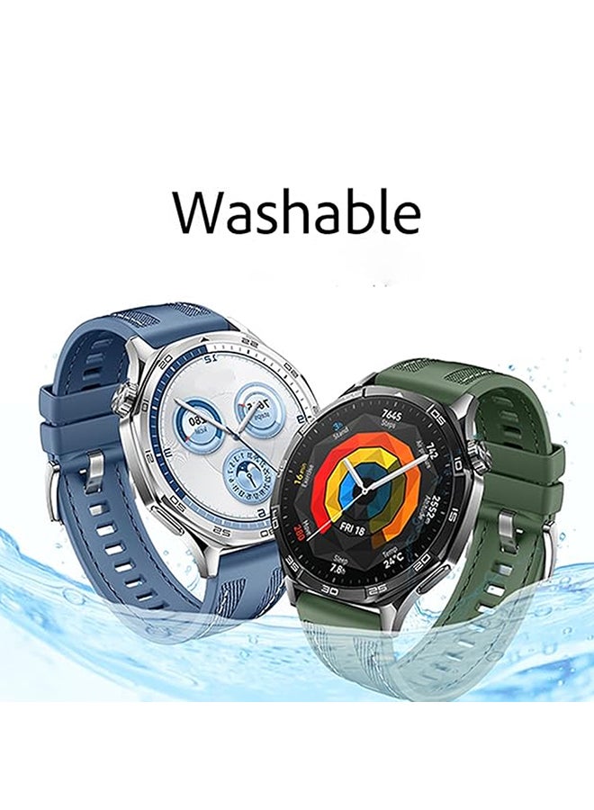 O Ozone 22mm Nylon Strap For HUAWEI Watch GT 5 / GT 4 / GT 3 / GT 2 Pro / Watch 4 /5 Pro 46mm, Nylon& Silicone Replacement Watch Strap for Men and Women-Blue - Image 5