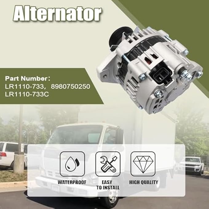 Priprilod Alternator fit for Isuzu NPR 3.0/5.2L 2007-2010 fit for Isuzu NPR-HD 5.2L 2008-2020 fit for Isuzu NQR NRR 5.2L 2008-2015 for Chevy W3500/4500/5500 2007-2010 110A 12V LR1110-733 8980750250 LR1110-733C - Image 2