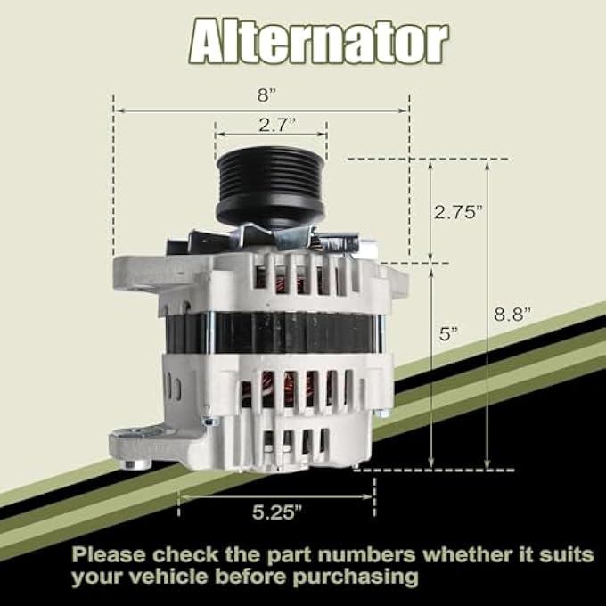 Priprilod Alternator fit for Isuzu NPR 3.0/5.2L 2007-2010 fit for Isuzu NPR-HD 5.2L 2008-2020 fit for Isuzu NQR NRR 5.2L 2008-2015 for Chevy W3500/4500/5500 2007-2010 110A 12V LR1110-733 8980750250 LR1110-733C - Image 4