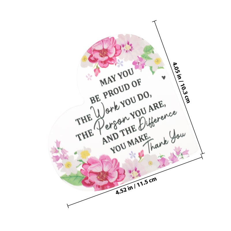 Thank You Clear Plaque Acrylic Table Decor Heart-shaped Retirement Ceremony Appreciation Gift 1Pcs - Image 2