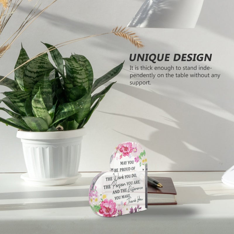 Thank You Clear Plaque Acrylic Table Decor Heart-shaped Retirement Ceremony Appreciation Gift 1Pcs - Image 5