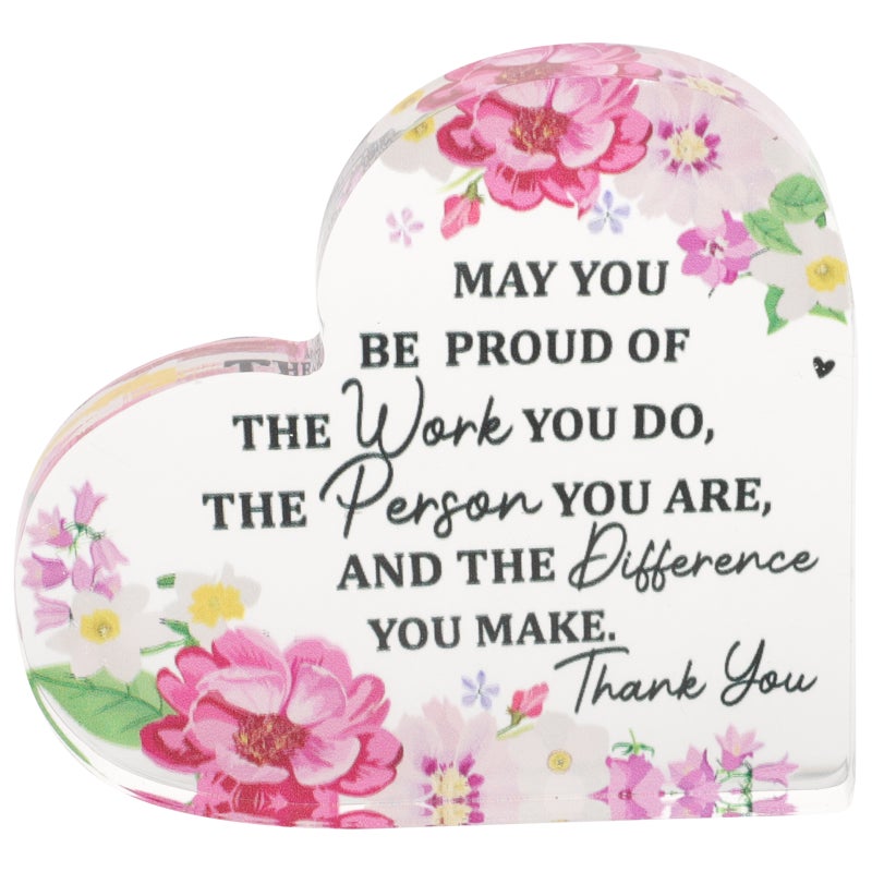 Thank You Clear Plaque Acrylic Table Decor Heart-shaped Retirement Ceremony Appreciation Gift 1Pcs - Image 1