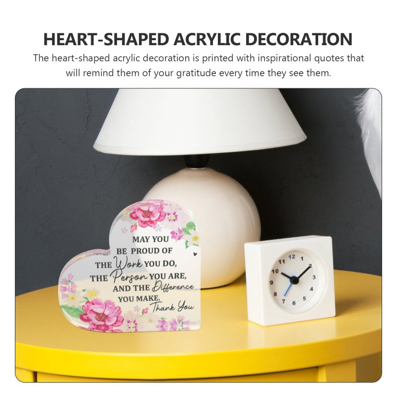 Thank You Clear Plaque Acrylic Table Decor Heart-shaped Retirement Ceremony Appreciation Gift 1Pcs - Image 4